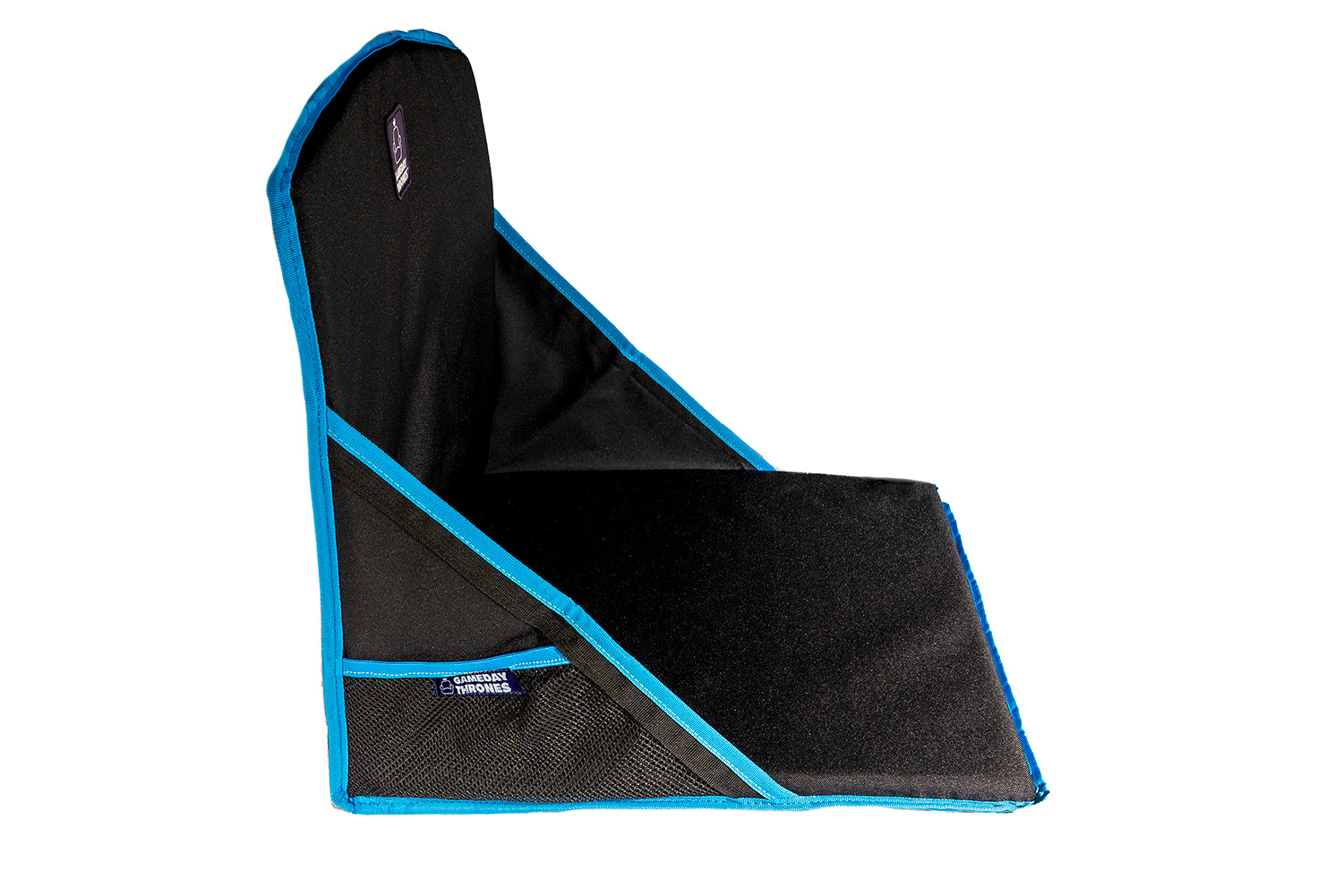 Gameday Throne™ - Cushioned Base + Back Support - The Shockwave (Black/Blue)