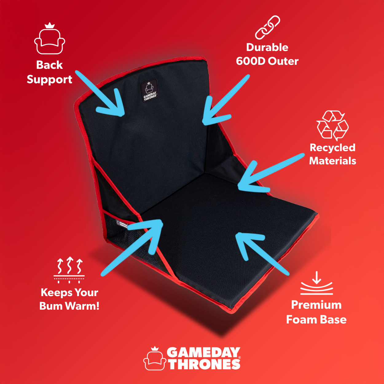 Gameday Throne | The Gamebreaker (Navy/Red) | Premium Stadium Seat