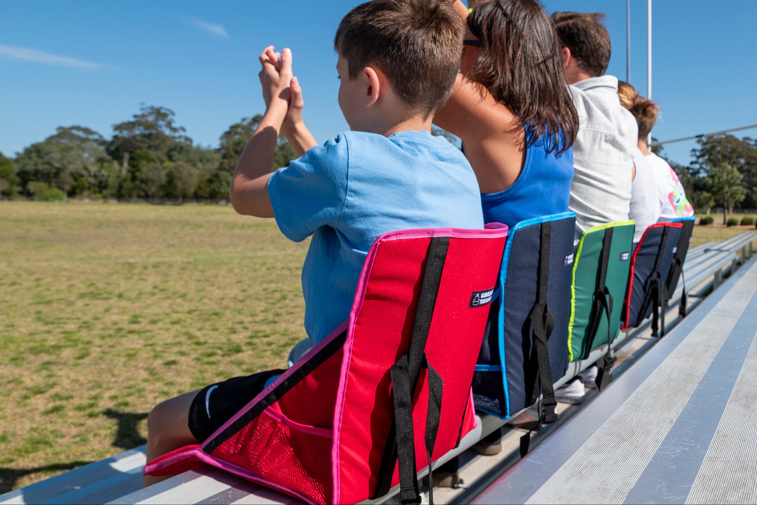 Gameday Throne™ - Cushioned Base + Back Support - The Hot Streak (Red/Pink)