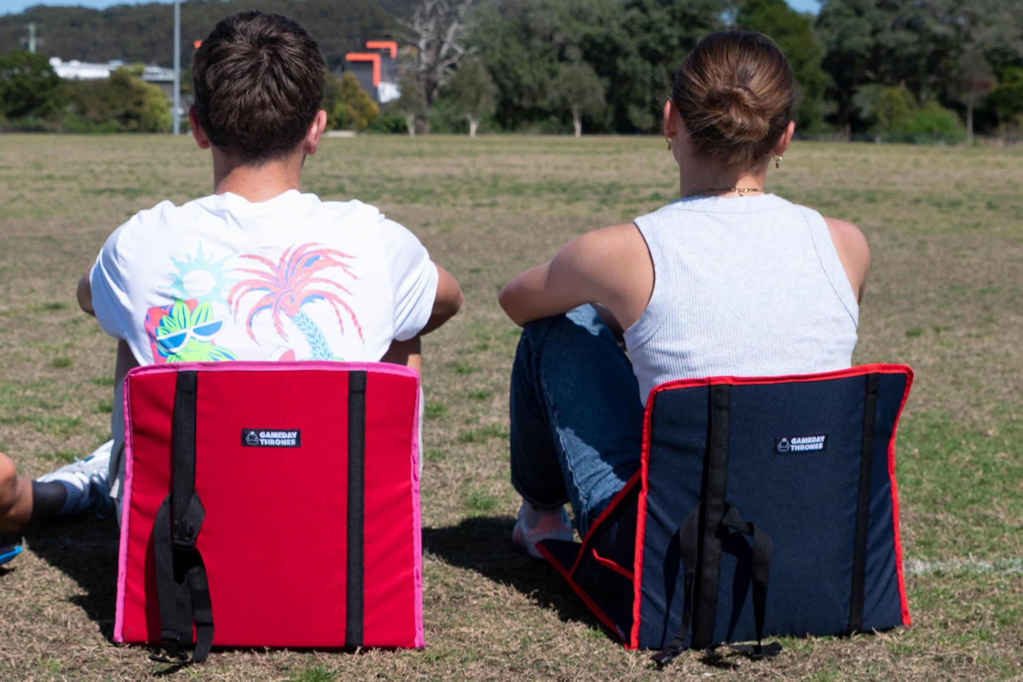 Gameday Throne™ - Cushioned Base + Back Support - The Gamebreaker (Navy/Red)