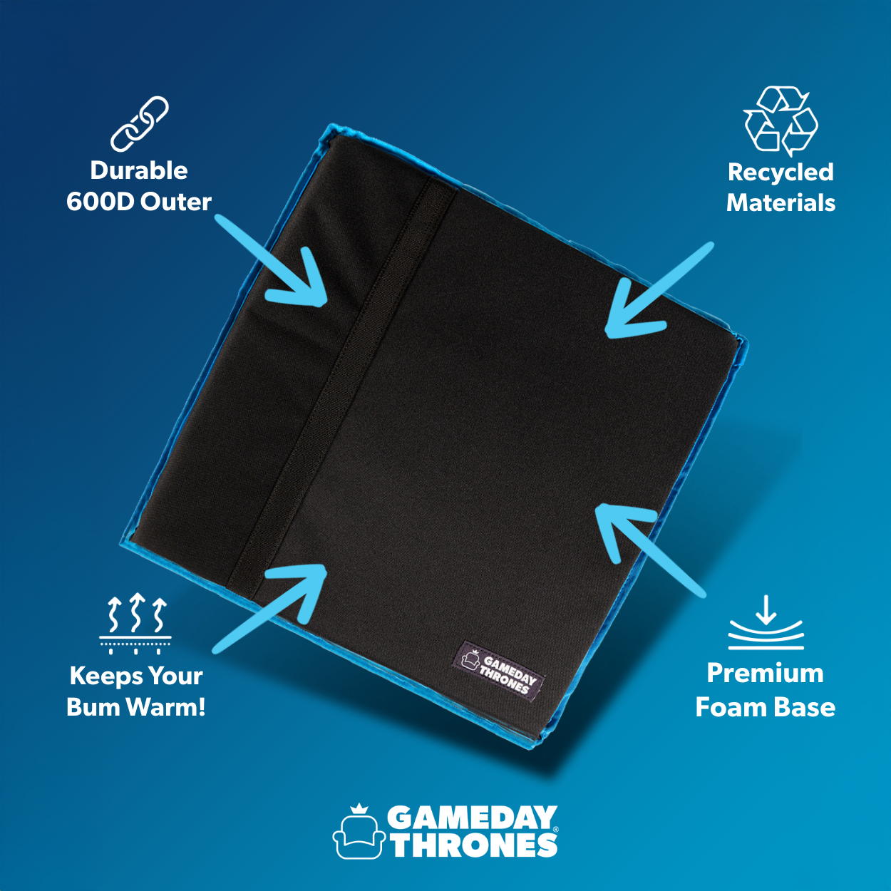 Gameday Throwdown | The Shockwave (Black/ Blue) | Premium Stadium Seat